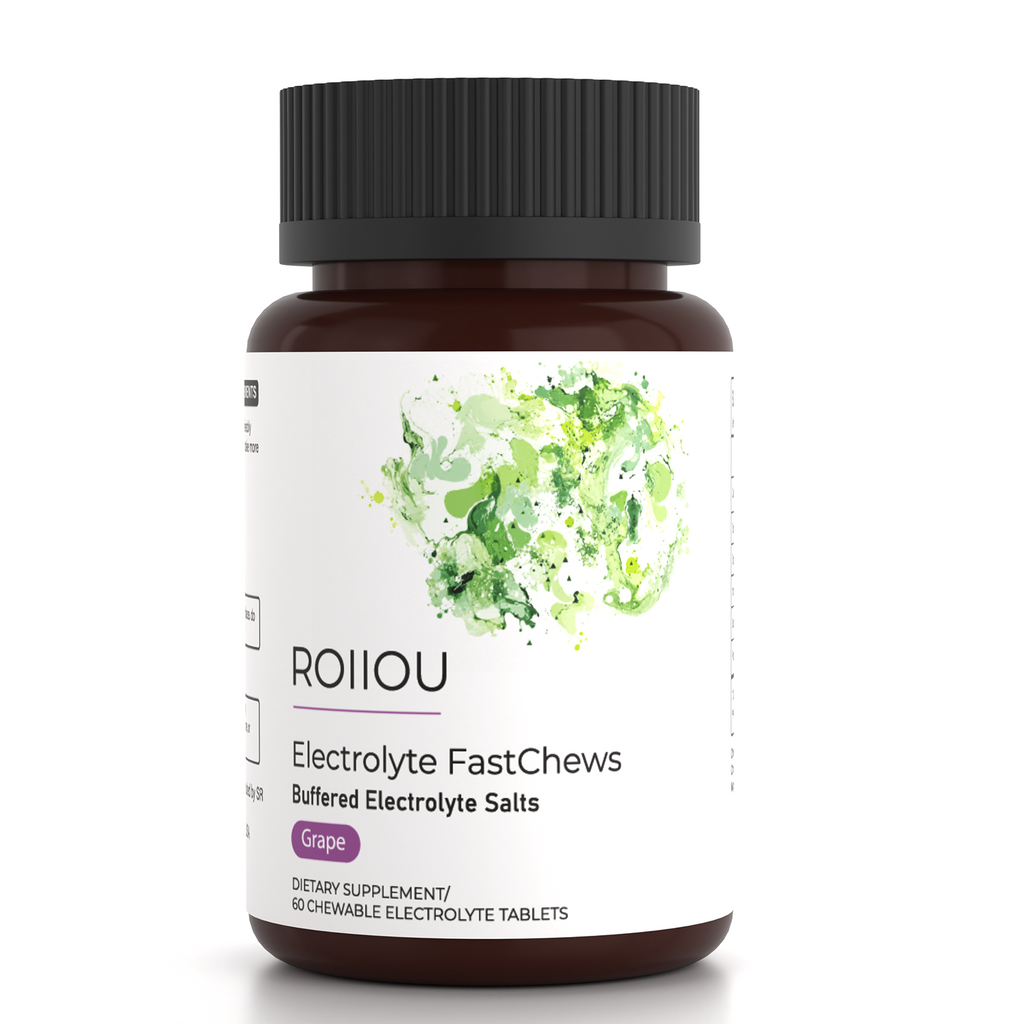 ROIIIOU Electrolyte FastChews, Grape Flavor Chewable Electrolyte Tablets, Buffered Electrolyte Salts with Sodium & Potassium, Daily Hydration Support for Workout, Travel & Active Days, 60 Tablets
