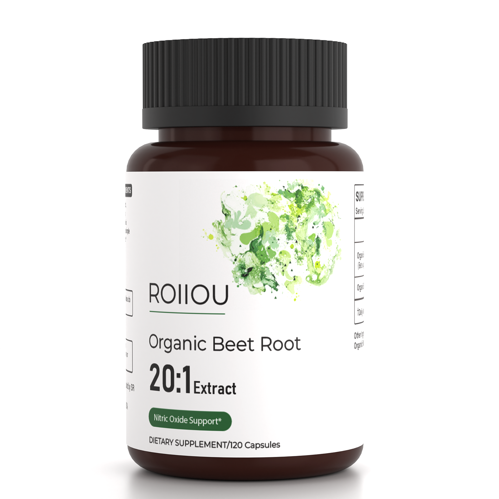 ROIIIOU Organic Beet Root Capsules, 20:1 Beet Root Extract 400mg with Organic Black Pepper Extract, Daily Nitric Oxide, Circulation & Workout Performance Support, Vegetarian Formula, 120 Capsules