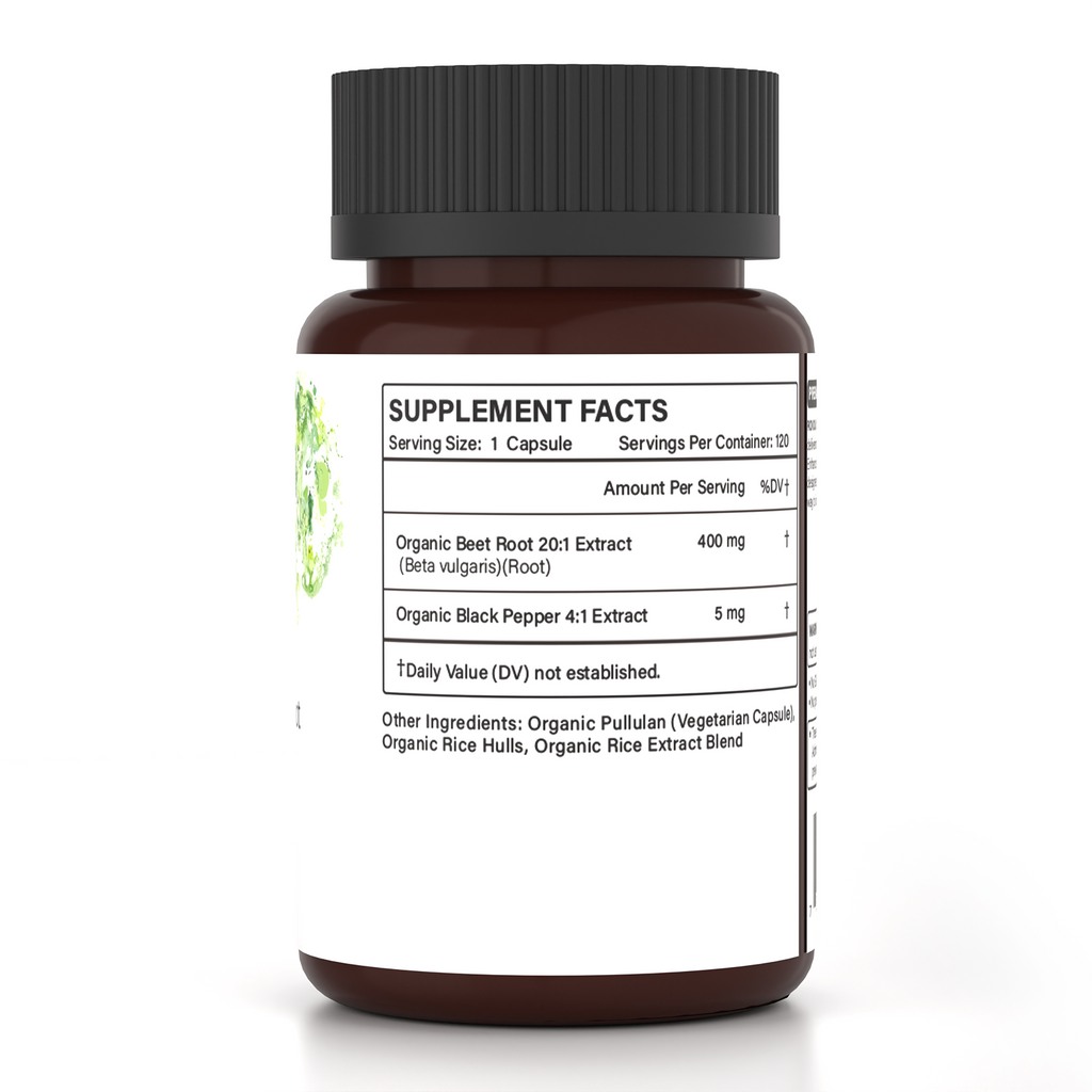 ROIIIOU Organic Beet Root Capsules, 20:1 Beet Root Extract 400mg with Organic Black Pepper Extract, Daily Nitric Oxide, Circulation & Workout Performance Support, Vegetarian Formula, 120 Capsules