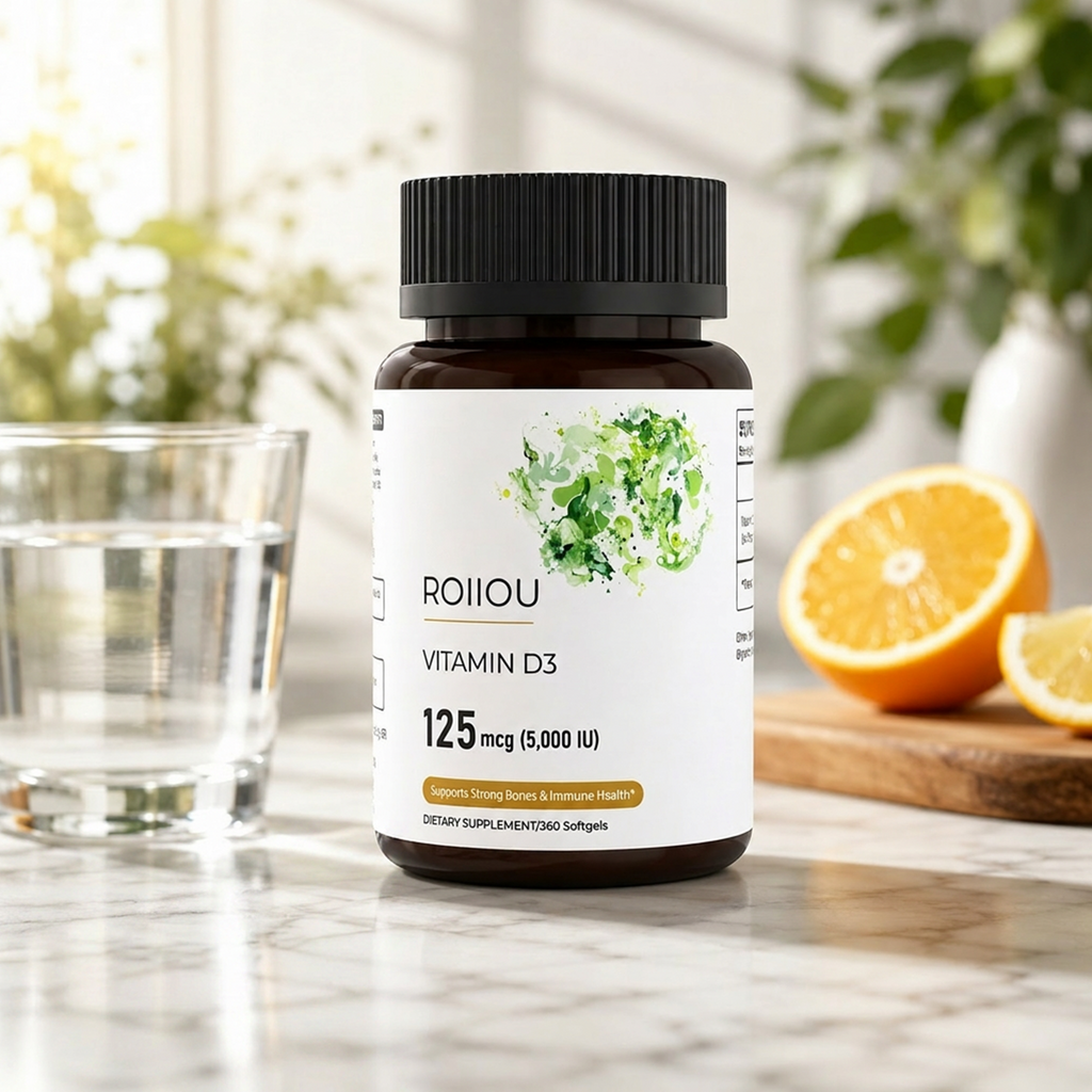 ROIIIOU Vitamin D3 5000 IU Softgels, 125 mcg Vitamin D3 as Cholecalciferol, Daily Bone, Teeth, Muscle & Immune Support Supplement, Easy-to-Take Softgels, 360 Count